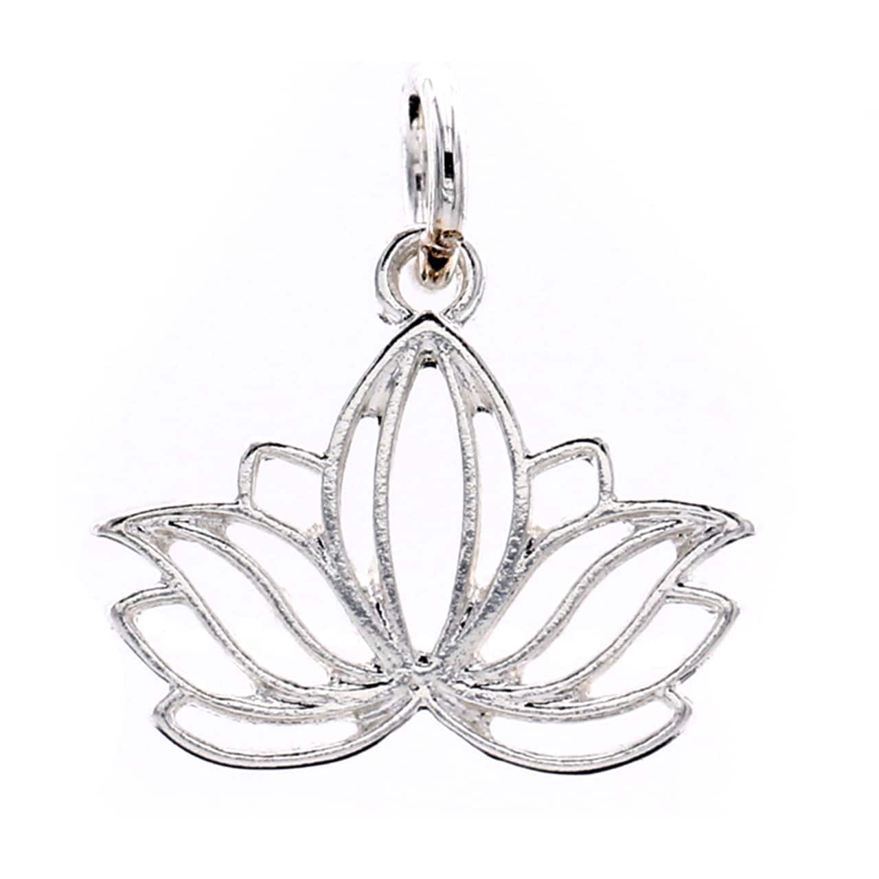 12 Pack: Charmalong™ Silver Plated Lotus Charm by Bead Landing™